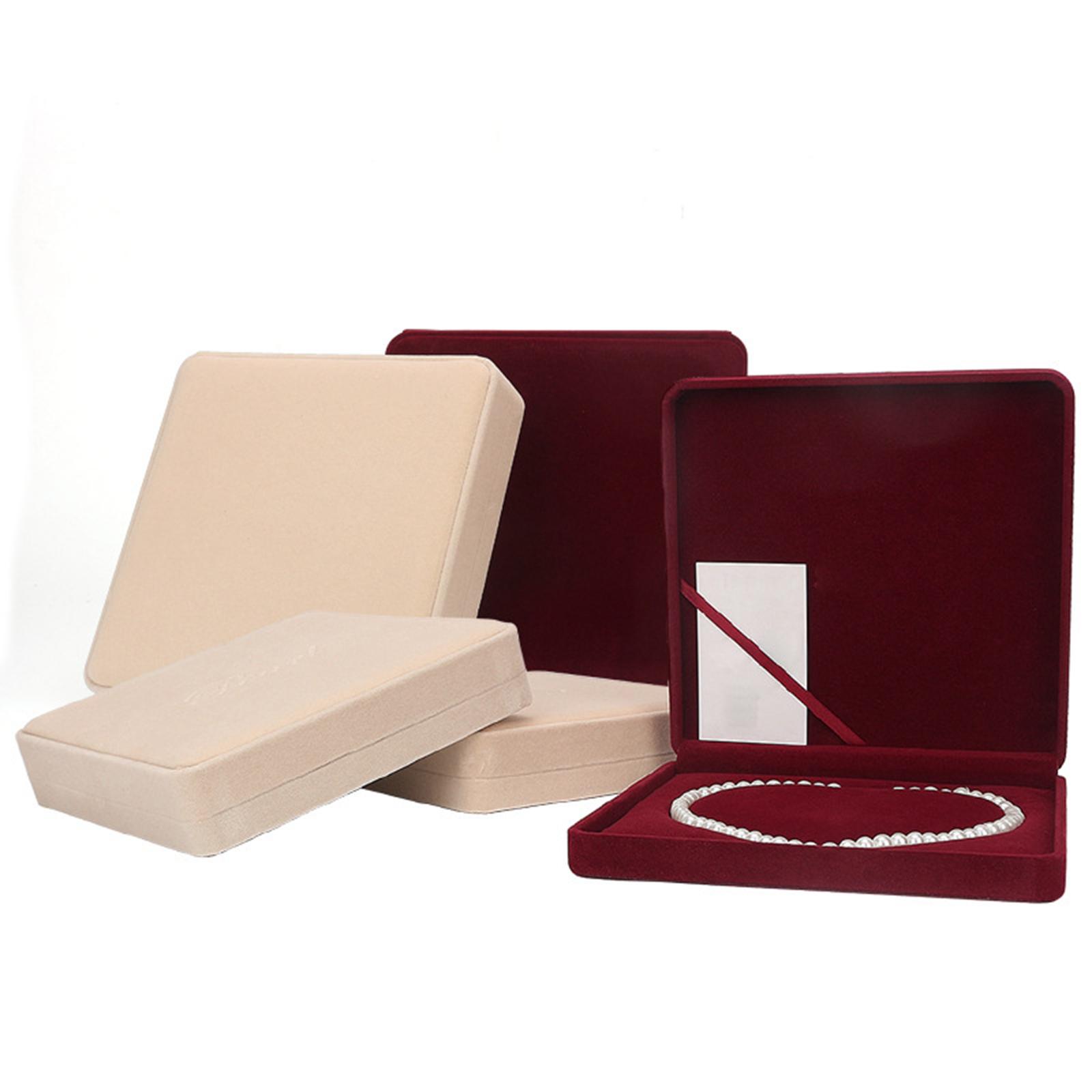 Velvet Box Pearl Necklace Box Jewelry Packaging Storage Case Boxes Holder Earrings Display 7.5x7.5x1.6 Inches Wedding Premium