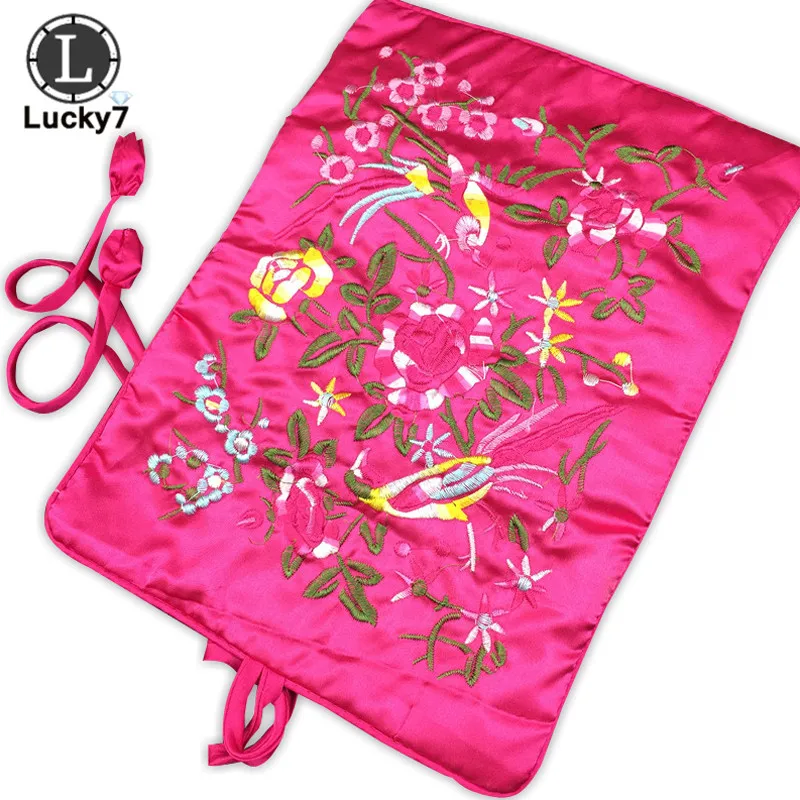 Embroidered Jewelry Storage Bag Chinese Wind Silk Jewelry Organizer Travel Pouch Ring Necklace Zipper Embroidery Bird Roll Bag