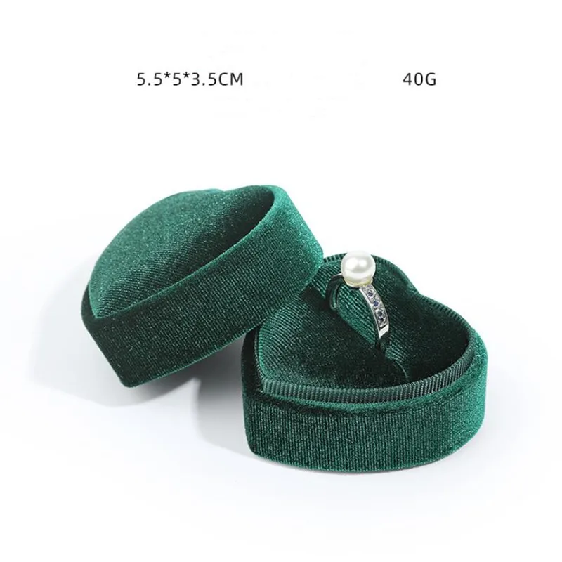 1 Pcs 5.5x5x3.5cm Pink/Green Heart Shaped Jewelry Box Corduroy Ring Pair Pendant Box Simple and Exquisite Jewelry Storage Box