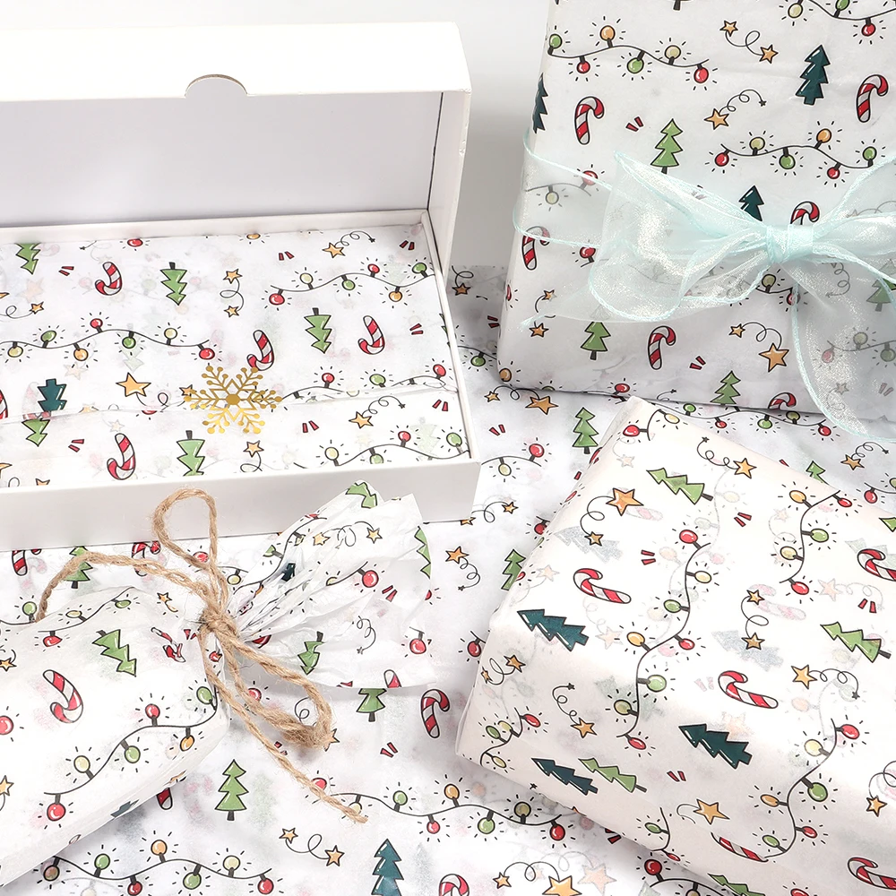 10Sheets Christmas Holly Berry Pattern Gift Wrapping Tissue Paper For Christmas Gift Flower Bouquet Jewelry Packaging Decoration