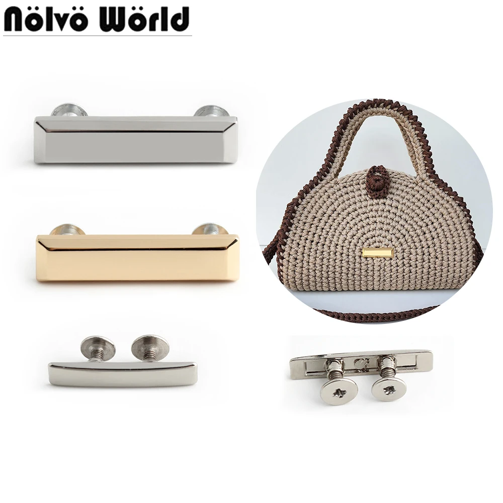 50/100PCS 39x10mm Rectangle Metal Labels With Screws For Handmade Logo Bags Purse Customize Brand DIY Sewing Tag Accessories