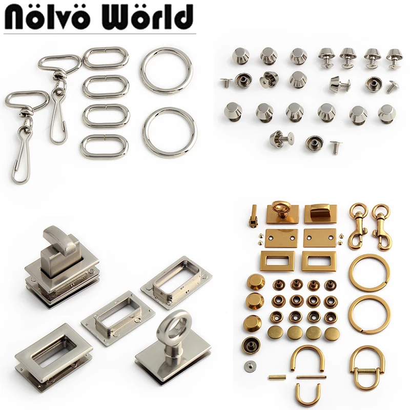 2/5/10Sets Metal Ring Trigger Snap Hook For Shoulder Handbag Strap Bags Adjust Pin Buckles Rivet Puller Slider Locks Accessories