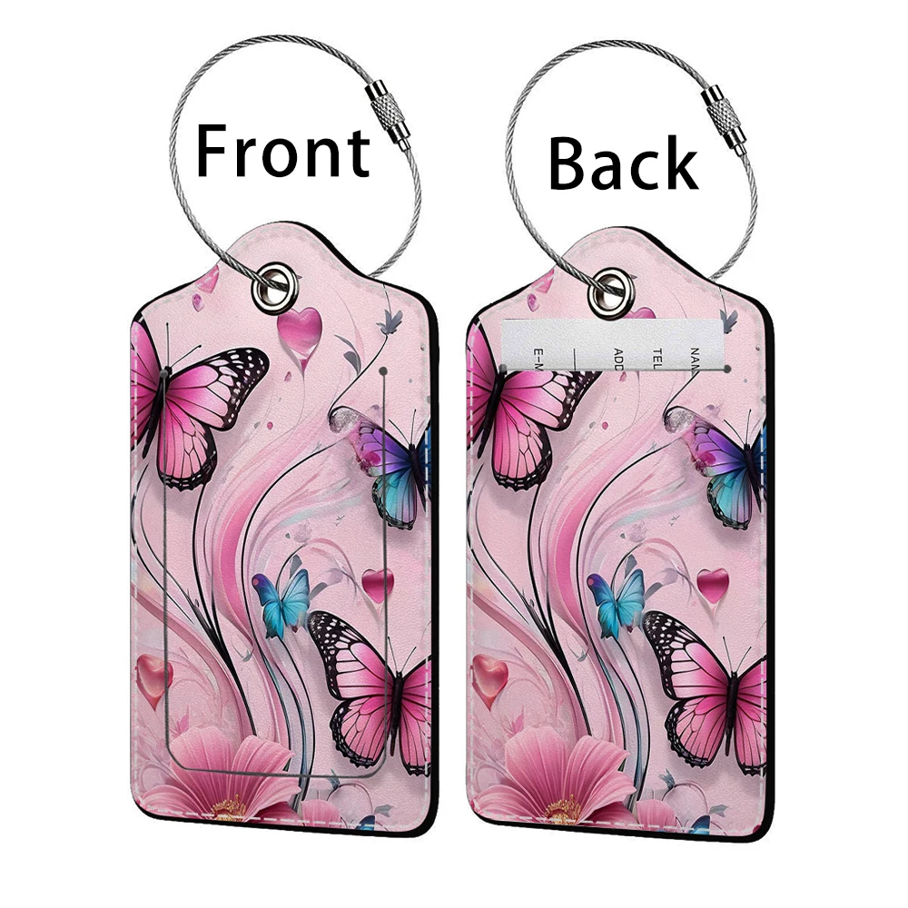 HOT SALE Tyrant Butterfly Leather Business Luggage Tag Suitcase Address Label Luggage Boarding Case Label Name ID Address Clip