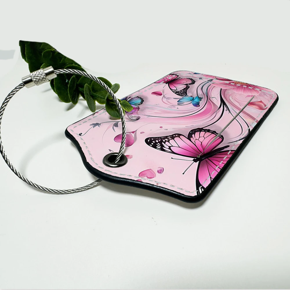 HOT SALE Tyrant Butterfly Leather Business Luggage Tag Suitcase Address Label Luggage Boarding Case Label Name ID Address Clip