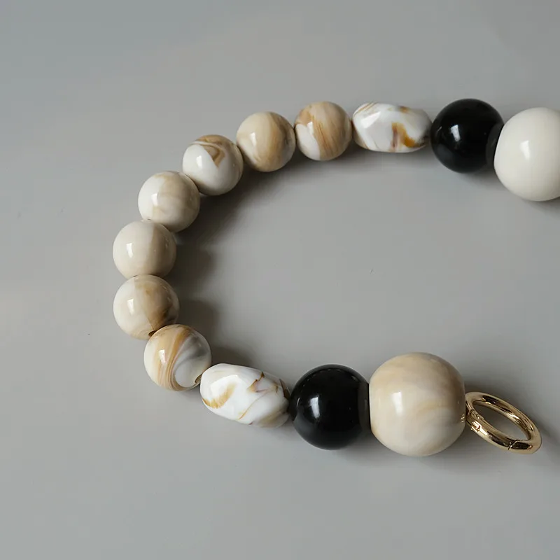 New Fashion Woman Handbag Accessory Chain Detachable Replacement White Beige Grey Bead Strap Women Shoulder DIY Resin Bag Chain