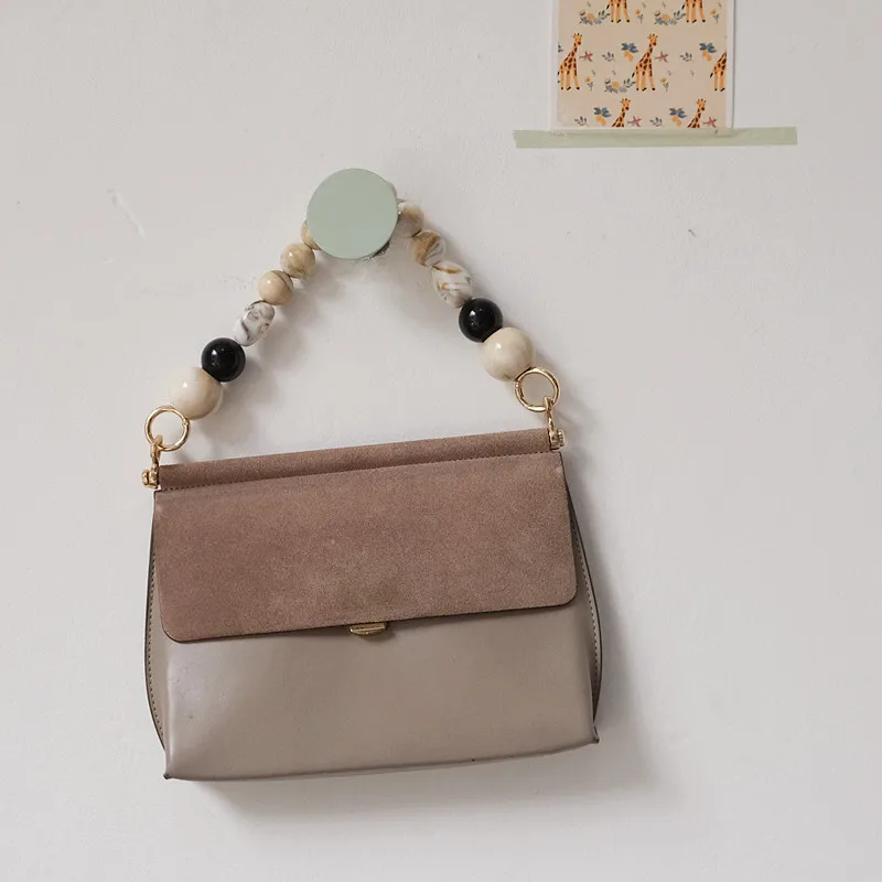 New Fashion Woman Handbag Accessory Chain Detachable Replacement White Beige Grey Bead Strap Women Shoulder DIY Resin Bag Chain