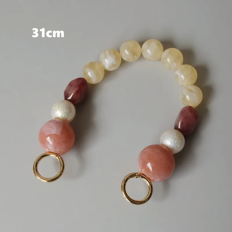 New Fashion Woman Handbag Accessory Chain Detachable Replacement White Beige Grey Bead Strap Women Shoulder DIY Resin Bag Chain