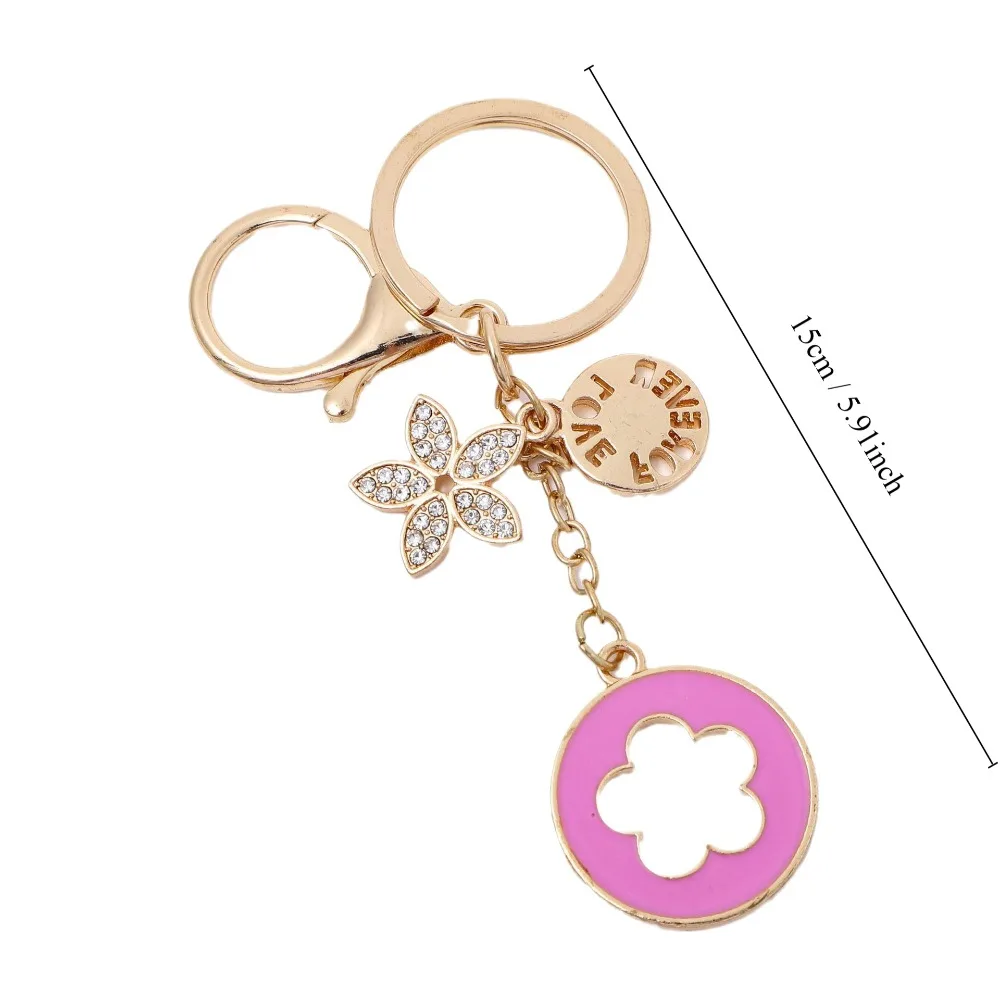 Pretty Alloy Flower Keychain Fashion Portable Rhinestone Pendant Keyring Multipurpose Exquisite Jewelry Bag