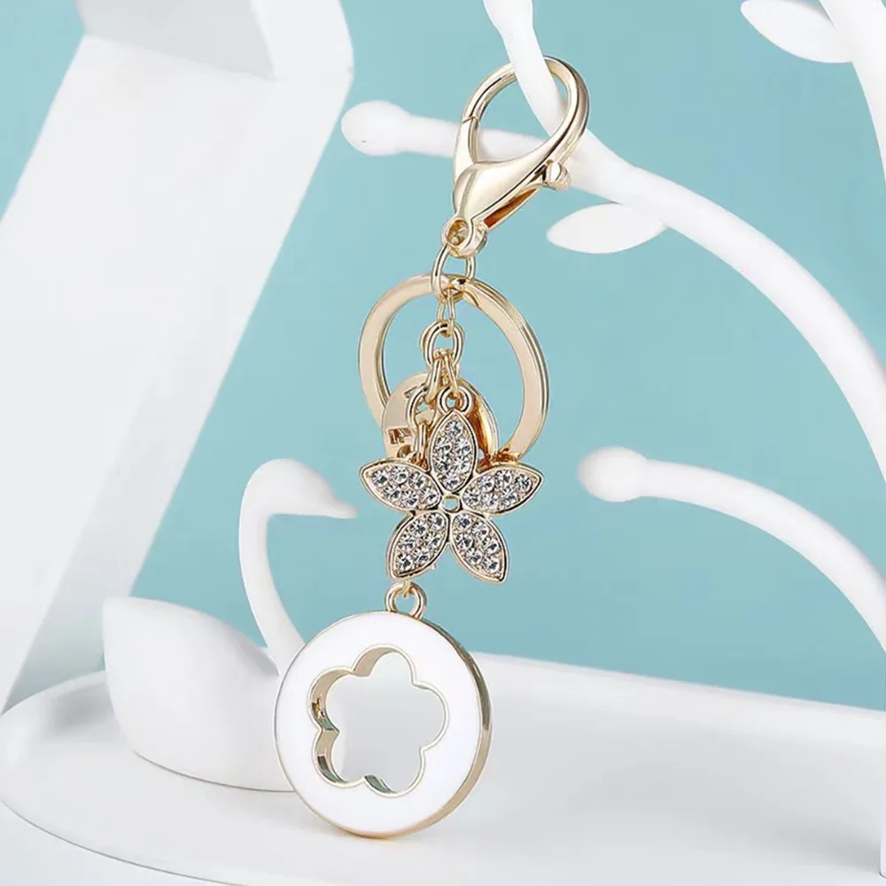 Pretty Alloy Flower Keychain Fashion Portable Rhinestone Pendant Keyring Multipurpose Exquisite Jewelry Bag