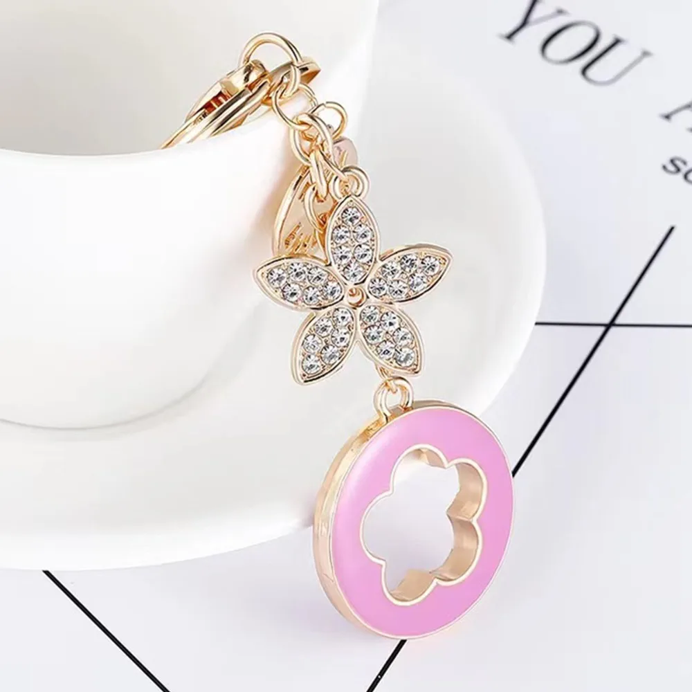 Pretty Alloy Flower Keychain Fashion Portable Rhinestone Pendant Keyring Multipurpose Exquisite Jewelry Bag