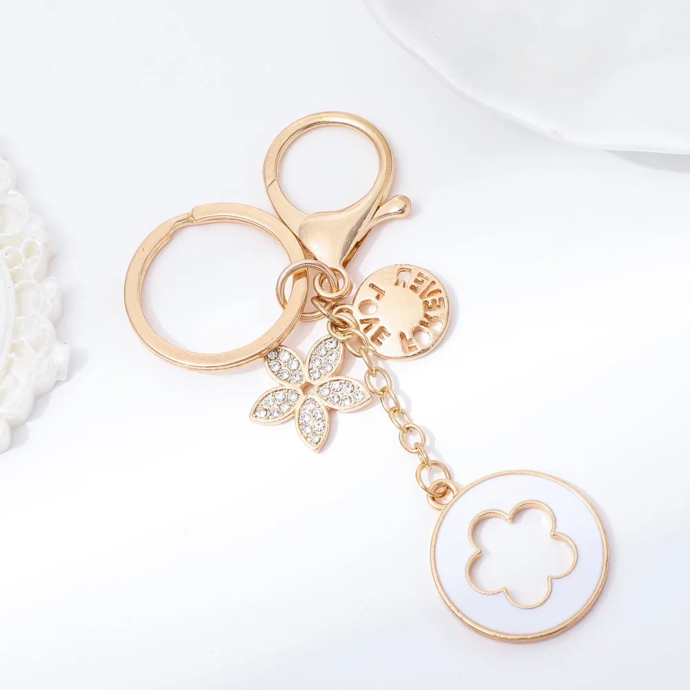 Pretty Alloy Flower Keychain Fashion Portable Rhinestone Pendant Keyring Multipurpose Exquisite Jewelry Bag