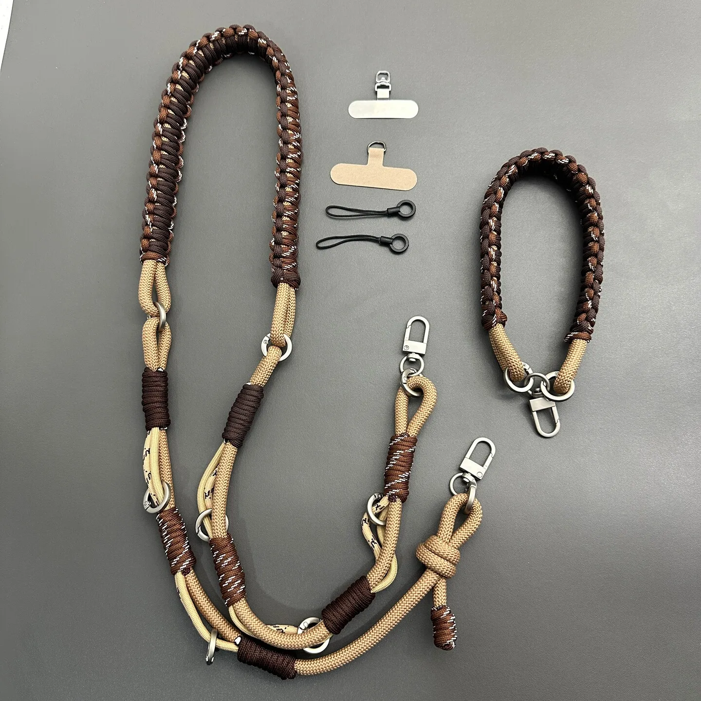 Outdoor Multi-purpose Adjustable Replacement Bag Strap Hand-braided Paracord Camera Phone Crossbody Lanyard Decorative Chain