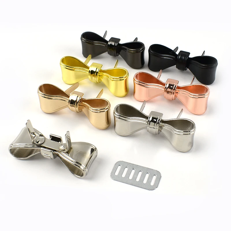 4/10Pcs Deepeel Metal Bowknot Buckle 47x17mm Handbag Label Pin Clasp Bag Side Clip Hook Clothes Decor Buckles DIY Accessories