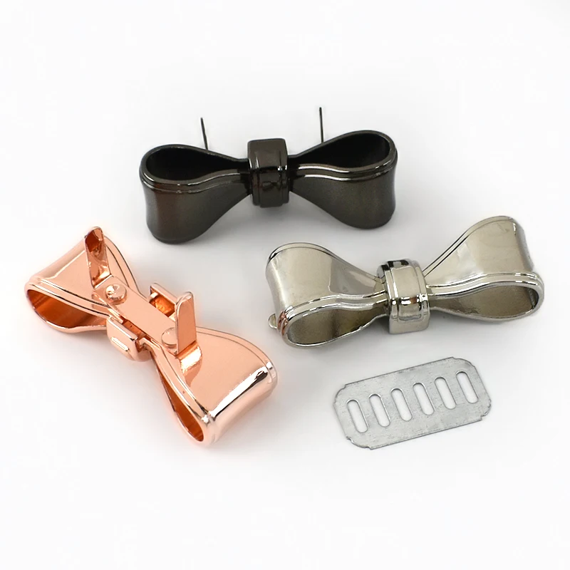 4/10Pcs Deepeel Metal Bowknot Buckle 47x17mm Handbag Label Pin Clasp Bag Side Clip Hook Clothes Decor Buckles DIY Accessories