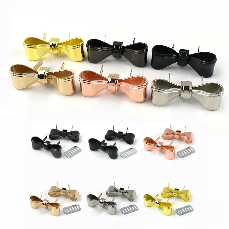 4/10Pcs Deepeel Metal Bowknot Buckle 47x17mm Handbag Label Pin Clasp Bag Side Clip Hook Clothes Decor Buckles DIY Accessories