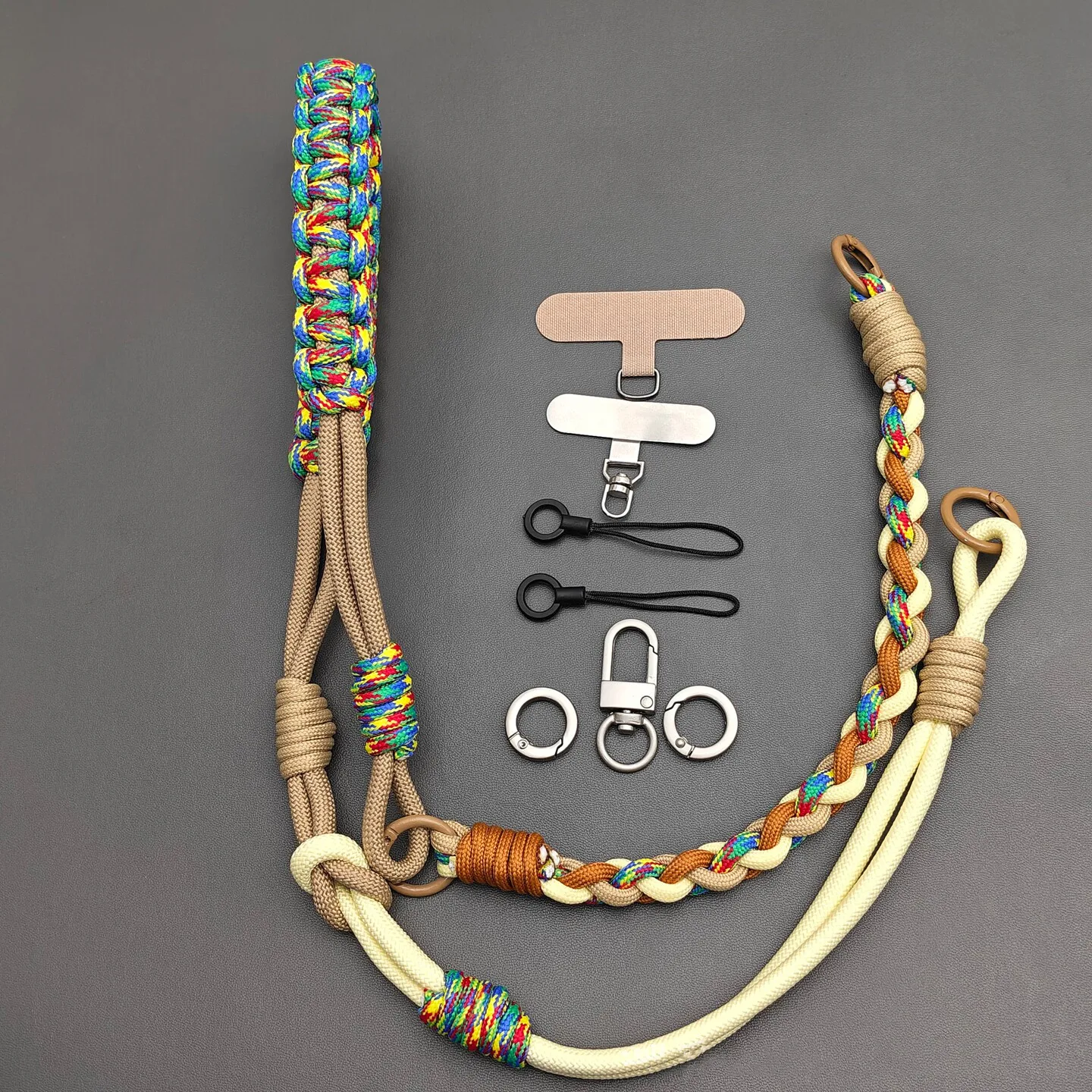 Multi-purpose Adjustable DIY Hand Braided Phone Lanyard Detachable Bag Strap Outdoor Anti-lost Shoulder Strap Accessories