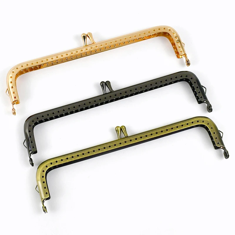 1/2/4Pcs 18cm Metal Kiss Clasp Lock Purse Frame Bead Head Square Handle Women Handbag Wallet Handles DIY Bag Bracket Accessories