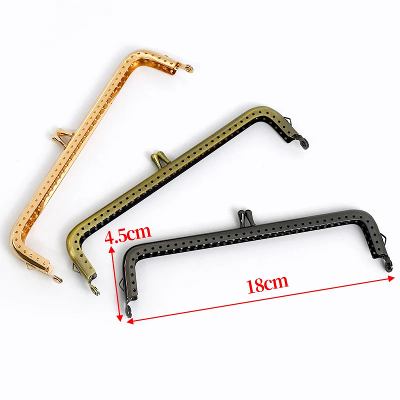 1/2/4Pcs 18cm Metal Kiss Clasp Lock Purse Frame Bead Head Square Handle Women Handbag Wallet Handles DIY Bag Bracket Accessories