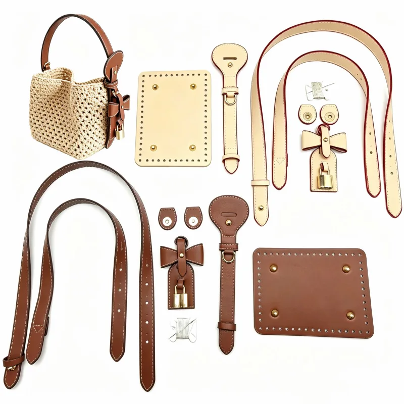 DIY Crochet Bag Making Kit Bag Base Bottom with Handle Extension Shoulder Straps Hardware Accessories for Knitting Tote Handbag