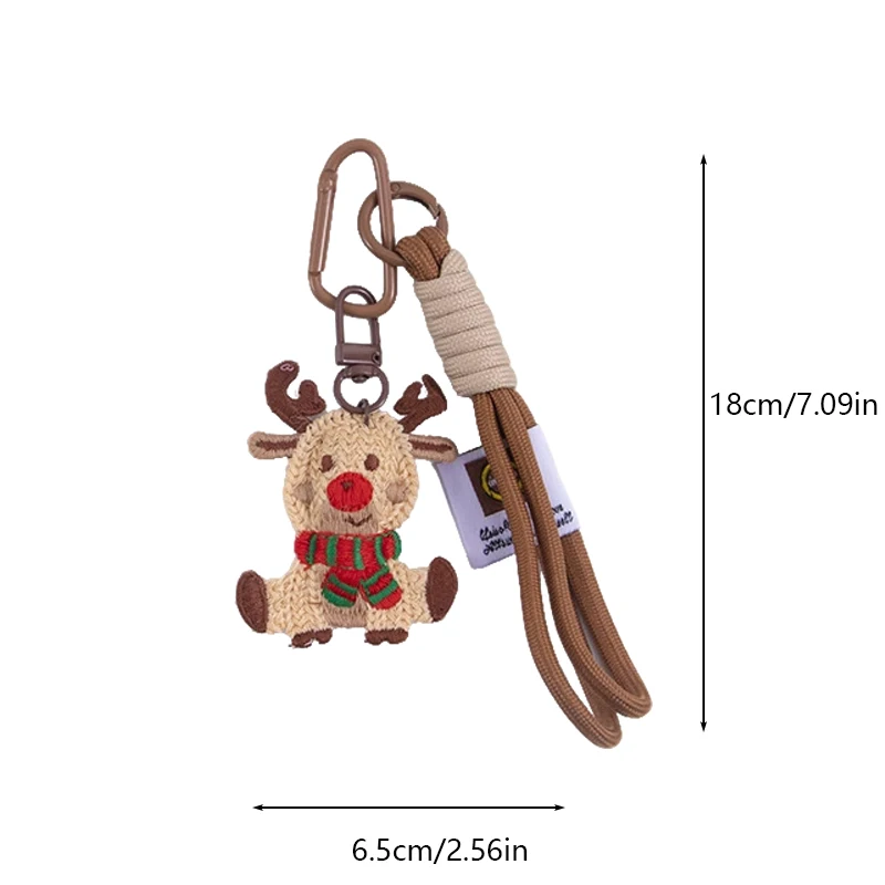 Lovely Weave Christmas Pendant Elk Cartoon Santa Claus Keychain Bag Pendant Charm New Year Gift Christmas Keyring Accessories