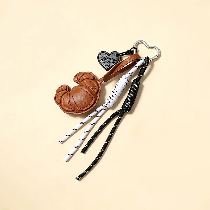 Lovely Hanger Pu Leather Croissant Pendant Fashion Bag Charm Heart Shaped Bag Decoration Bag Accessory Gift
