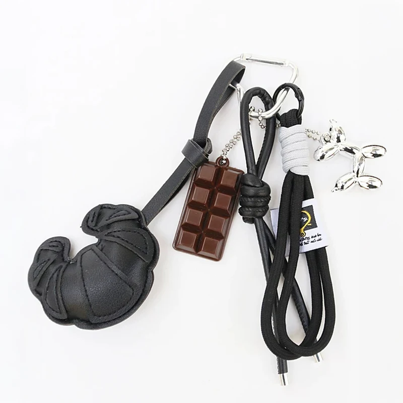 Lovely Hanger Pu Leather Croissant Pendant Fashion Bag Charm Heart Shaped Bag Decoration Bag Accessory Gift