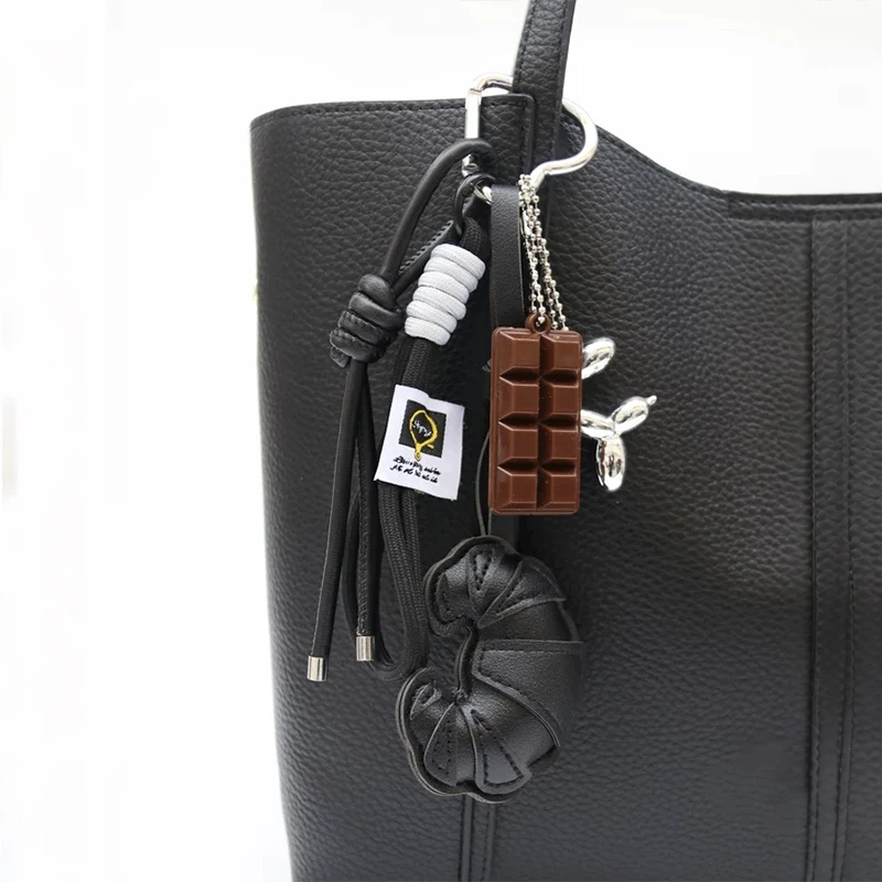 Lovely Hanger Pu Leather Croissant Pendant Fashion Bag Charm Heart Shaped Bag Decoration Bag Accessory Gift
