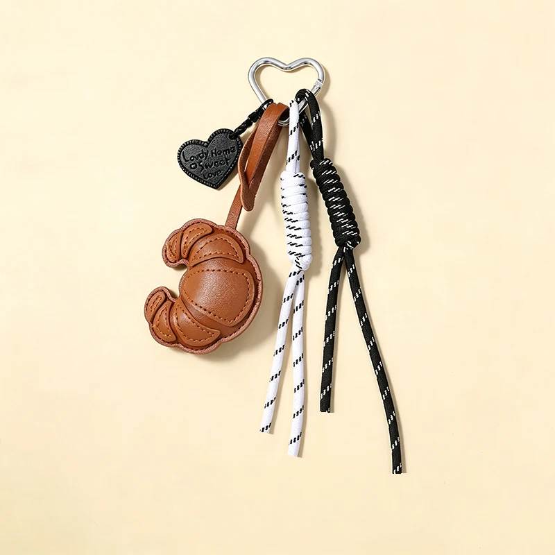 Lovely Hanger Pu Leather Croissant Pendant Fashion Bag Charm Heart Shaped Bag Decoration Bag Accessory Gift