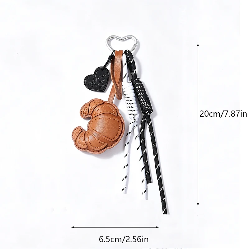 Lovely Hanger Pu Leather Croissant Pendant Fashion Bag Charm Heart Shaped Bag Decoration Bag Accessory Gift