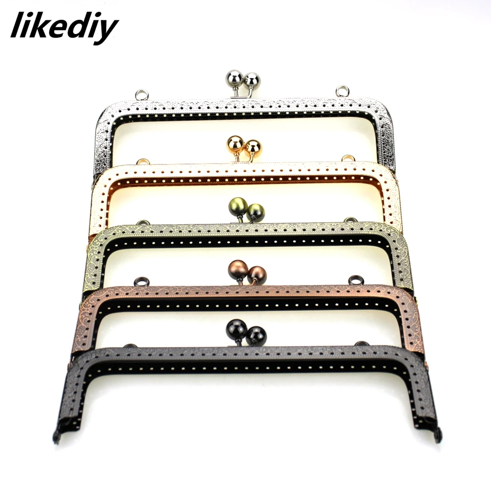 20 Pcs/Lot 20 CM Large Size Square Embossing Metal Purse Frame Kiss Clasp Bead Head DIY Bag Accessory 5 Colors