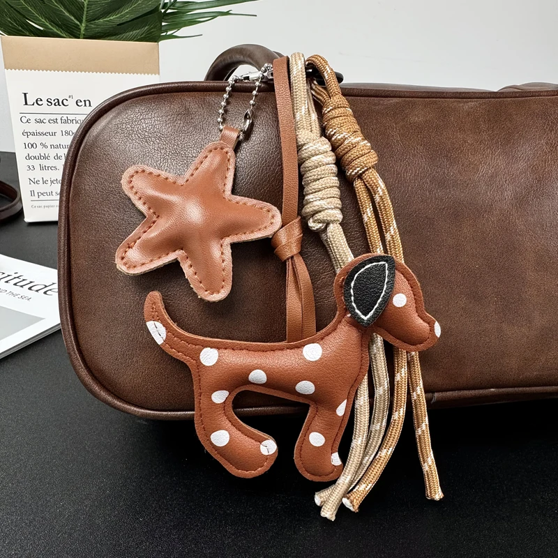 Cute Dog Bag Charm Kawaii Keychain with Star Pendant for Backpack Purse Decor Gift for Dog Lovers Women Girls