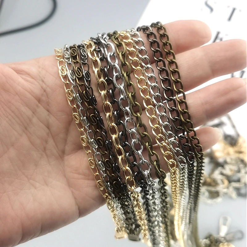 20pcs O Type 40/60/120cm Metal Bags Chain Purse Buckles Women Shoulder strap for bags replace Crossbody chain Bag Accessories