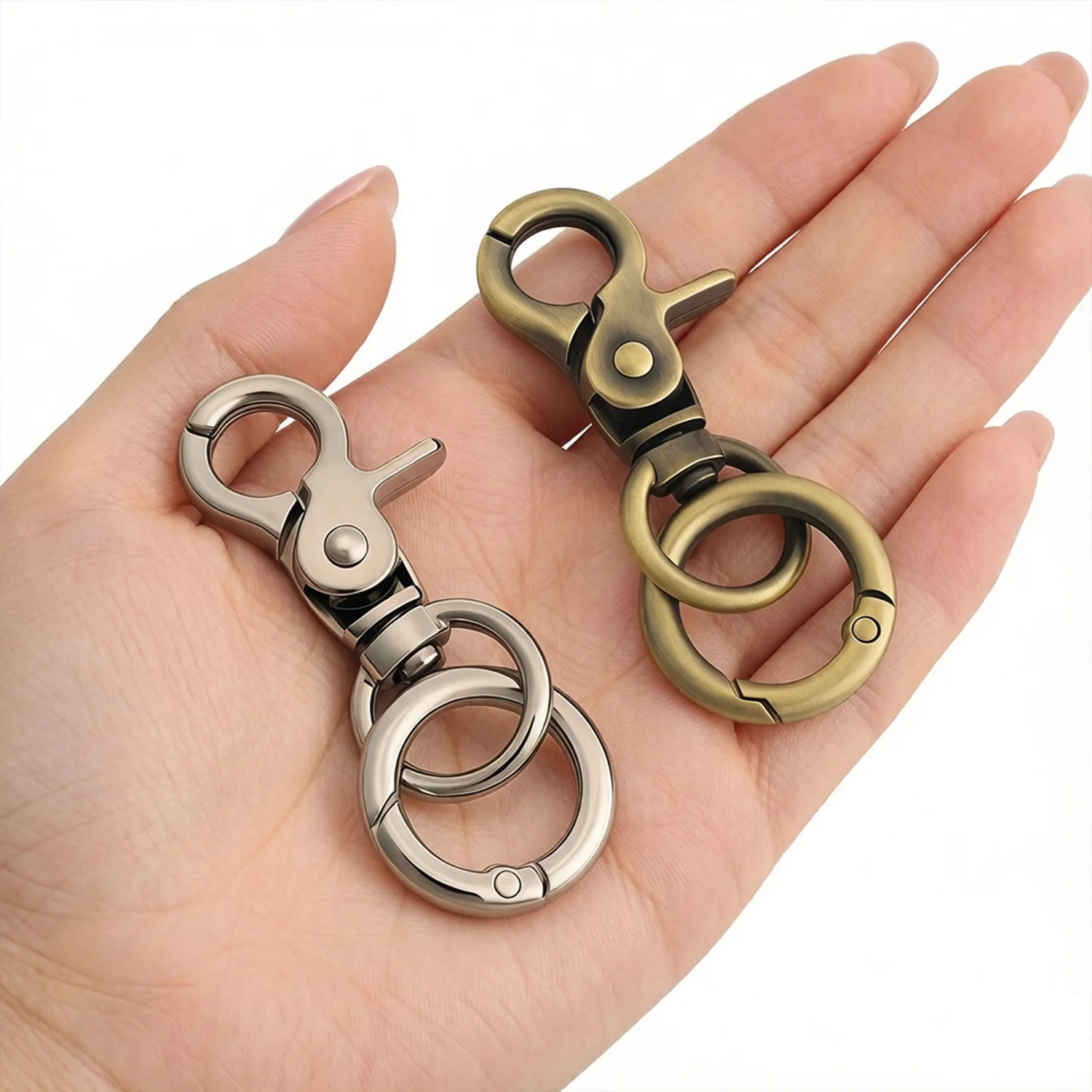 2pcs Metal Spring Key Holder Clips, Quick Release Keychain Hooks for Key Sets, Bag Accessories Men's Keychain