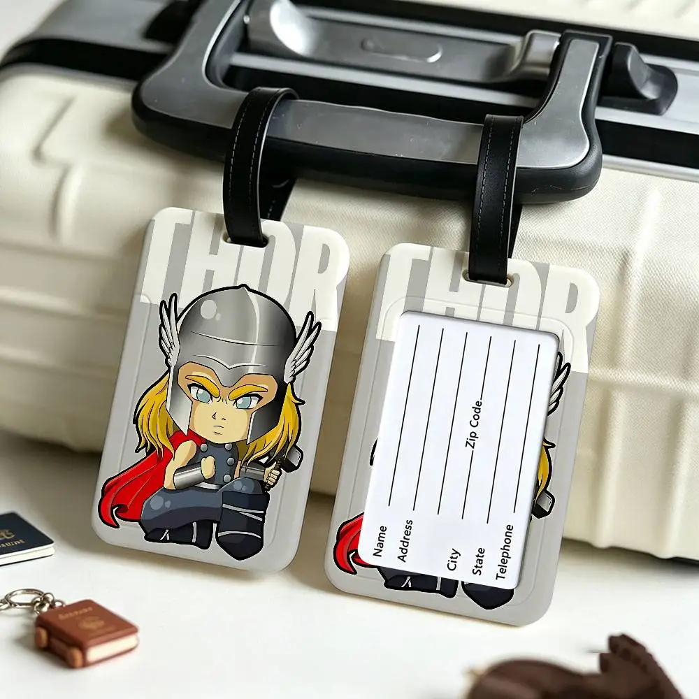 A-Avengers Canvas Painting Anti lost Travel Luggage Tag PVC ID Information Card Holder Baggage Name Label For Outdoor Trip