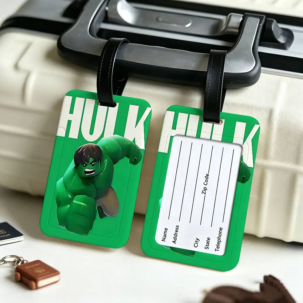 A-Avengers Canvas Painting Anti lost Travel Luggage Tag PVC ID Information Card Holder Baggage Name Label For Outdoor Trip