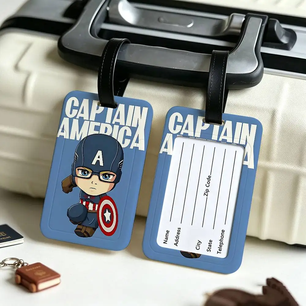 A-Avengers Canvas Painting Anti lost Travel Luggage Tag PVC ID Information Card Holder Baggage Name Label For Outdoor Trip