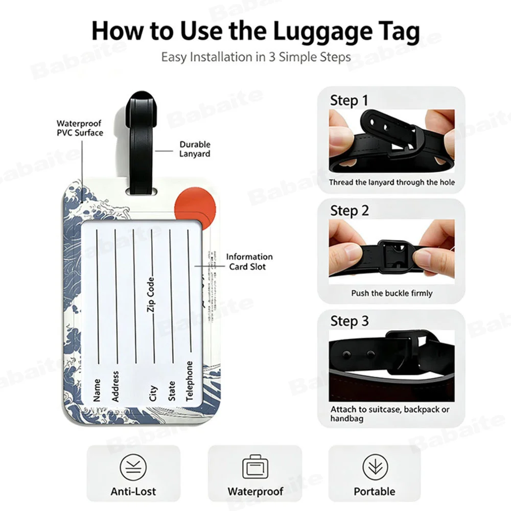 A-Avengers Canvas Painting Anti lost Travel Luggage Tag PVC ID Information Card Holder Baggage Name Label For Outdoor Trip