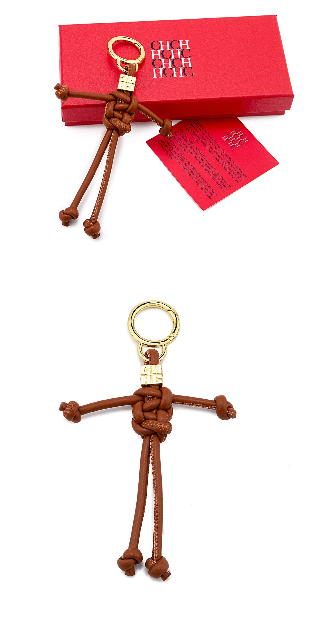 CH Women's Fashion Human Shape Knot Keychain Bag Charm Purse Pendant with Gold Hardware Gift Box Packaging 2026 New Accessories