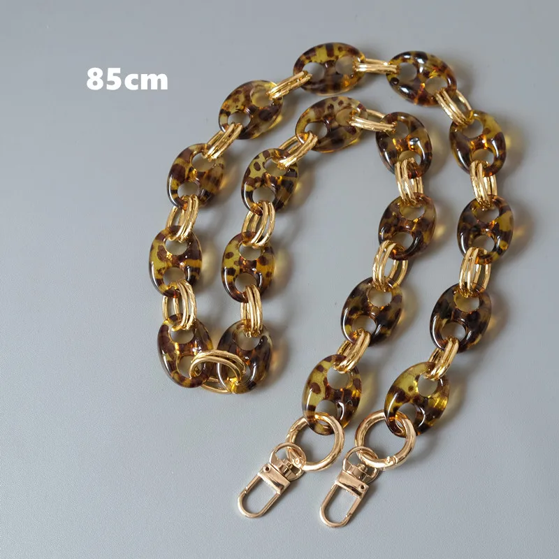 New Fashion Woman Bag Accessory Parts Leopard Candy Beige Blue Acrylic Resin Metal Chain Strap Women Shoulder Cute Clutch Chain