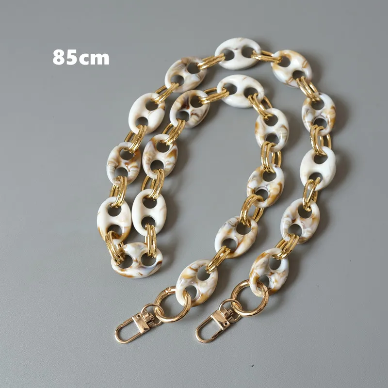 New Fashion Woman Bag Accessory Parts Leopard Candy Beige Blue Acrylic Resin Metal Chain Strap Women Shoulder Cute Clutch Chain