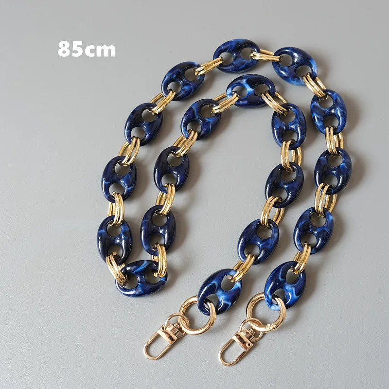 New Fashion Woman Bag Accessory Parts Leopard Candy Beige Blue Acrylic Resin Metal Chain Strap Women Shoulder Cute Clutch Chain