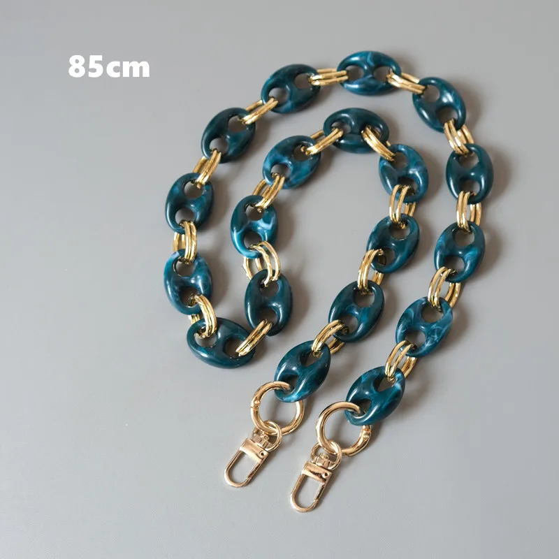 New Fashion Woman Bag Accessory Parts Leopard Candy Beige Blue Acrylic Resin Metal Chain Strap Women Shoulder Cute Clutch Chain