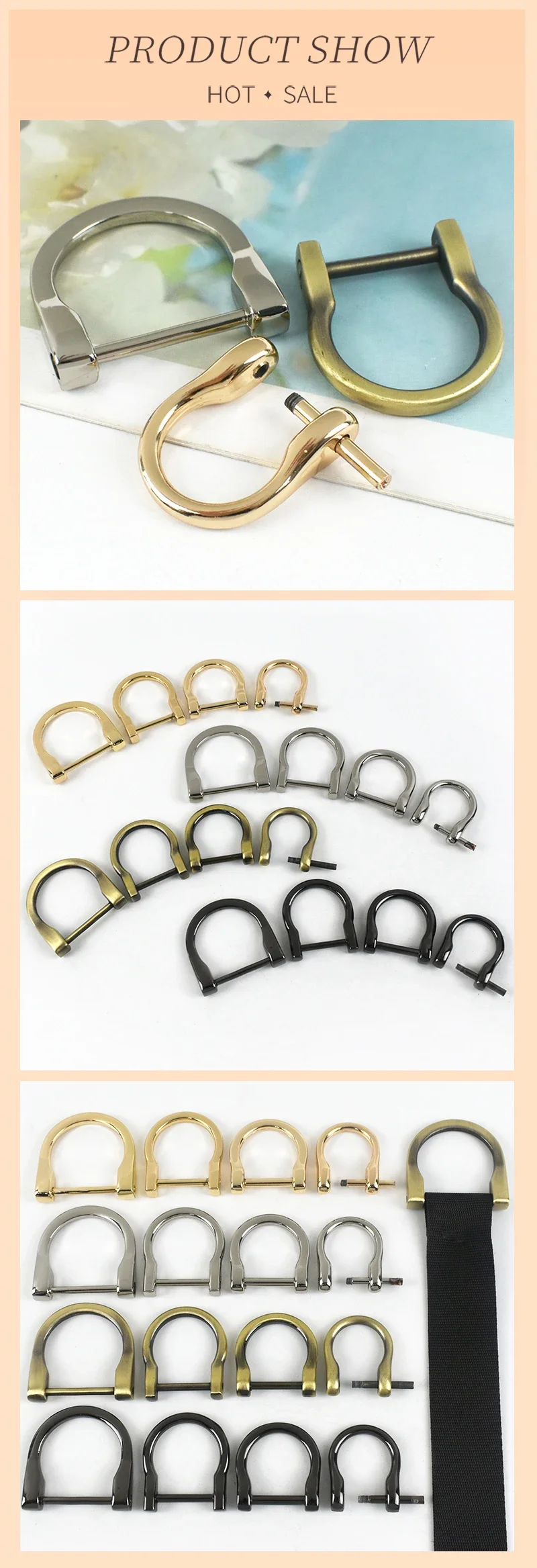 Deepeel 4/10Pcs 14-25mm Metal Buckles Detachable D Ring Clasps Bag Strap Chains Side Connect Buckle Replace Hardware Accessories