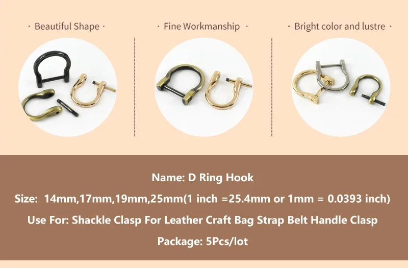 Deepeel 4/10Pcs 14-25mm Metal Buckles Detachable D Ring Clasps Bag Strap Chains Side Connect Buckle Replace Hardware Accessories