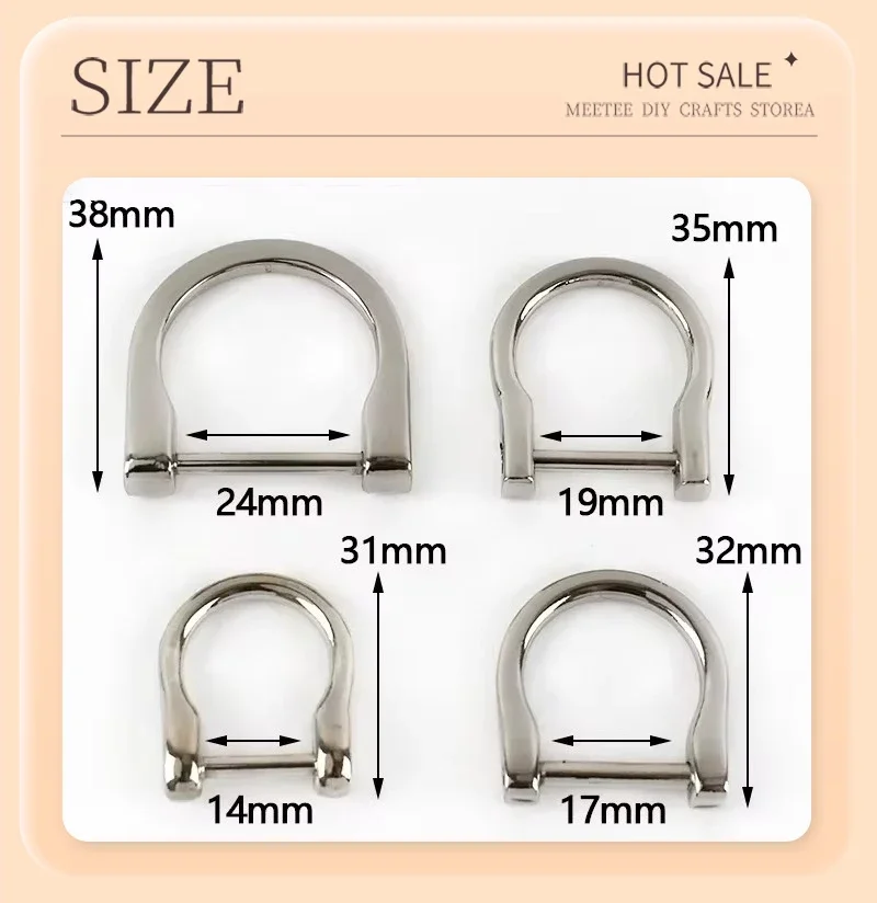 Deepeel 4/10Pcs 14-25mm Metal Buckles Detachable D Ring Clasps Bag Strap Chains Side Connect Buckle Replace Hardware Accessories