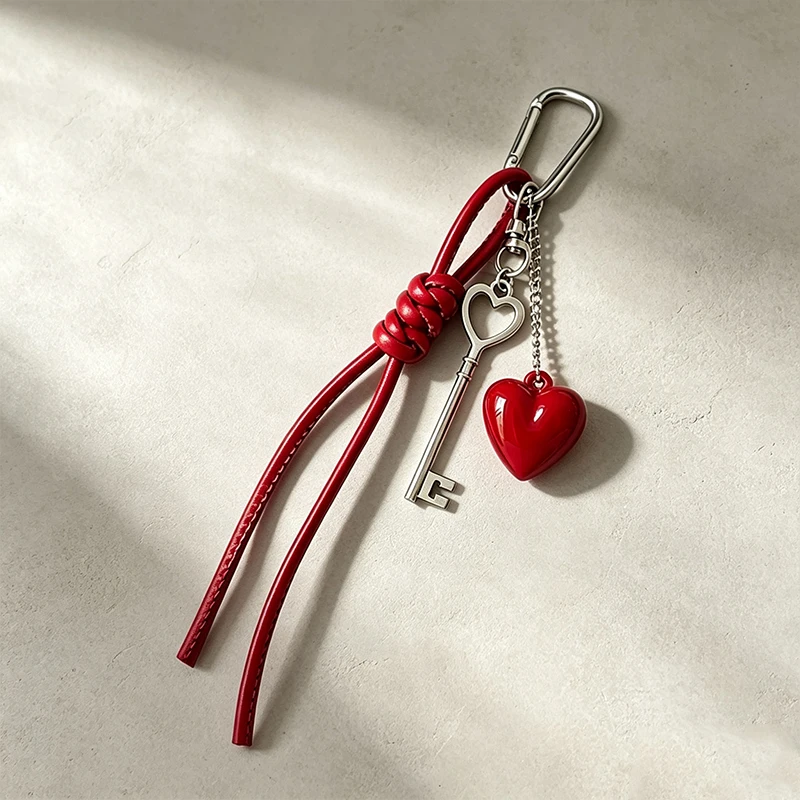 Fashionable Keychain Handmade Key Knot Keyring Heart Bag Pendant Versatile Phone Charm Hanging Accessory Gift