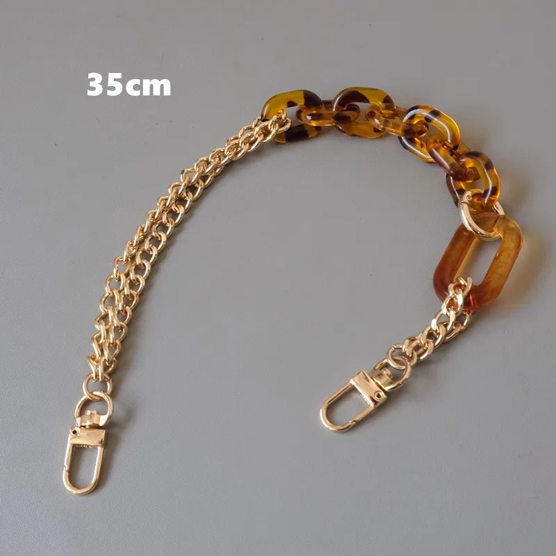 New Fashion Woman Handbag Accessory Parts Amber Acrylic Resin Chain Luxury Leopard Strap Women Shoulder Cute Clutch Chains