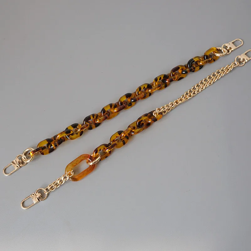 New Fashion Woman Handbag Accessory Parts Amber Acrylic Resin Chain Luxury Leopard Strap Women Shoulder Cute Clutch Chains
