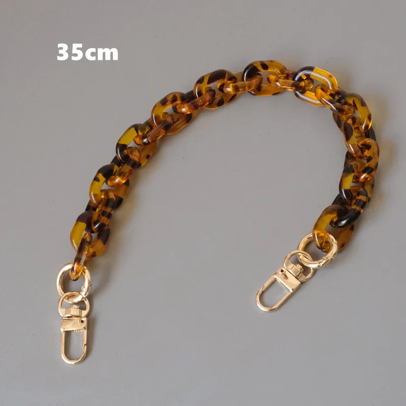 New Fashion Woman Handbag Accessory Parts Amber Acrylic Resin Chain Luxury Leopard Strap Women Shoulder Cute Clutch Chains