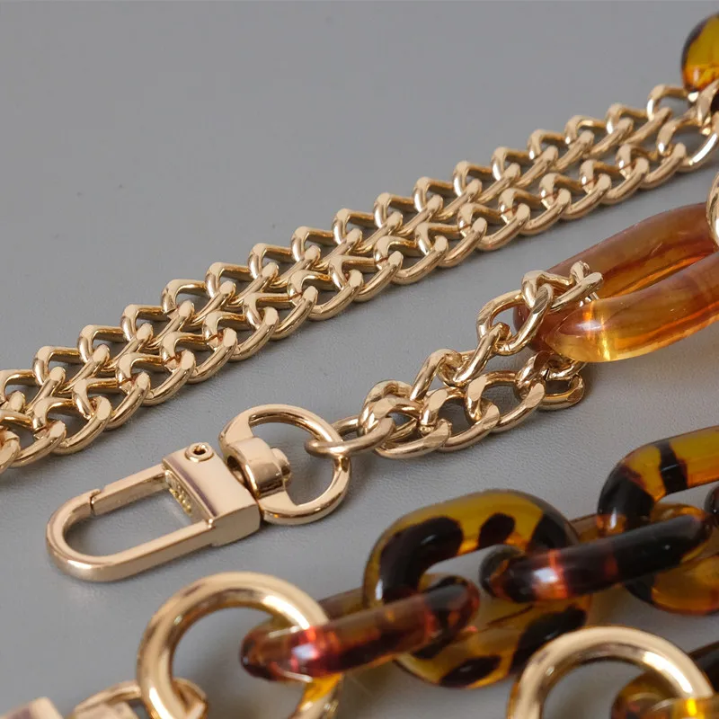 New Fashion Woman Handbag Accessory Parts Amber Acrylic Resin Chain Luxury Leopard Strap Women Shoulder Cute Clutch Chains